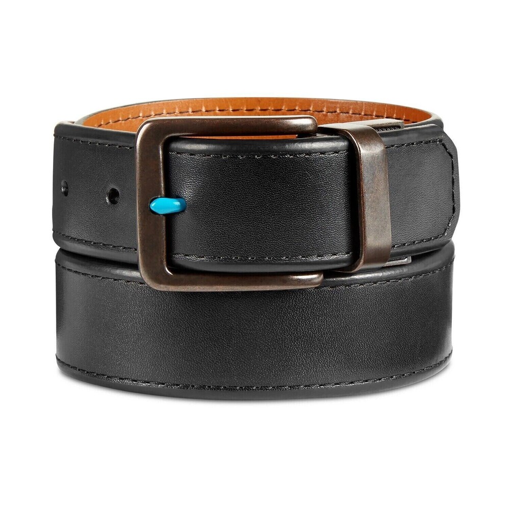 Original Penguin Men's Reversible Leather Belt Black /Brown 34